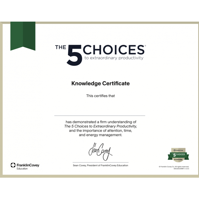 5 Choices to Extraordinary Productivity® Self-Paced Course +