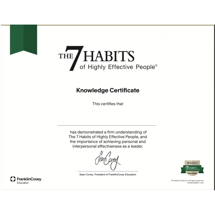 The Habits of Highly Effective People® LeaderU Knowledge Certificate  (Level 1) FranklinCovey Store